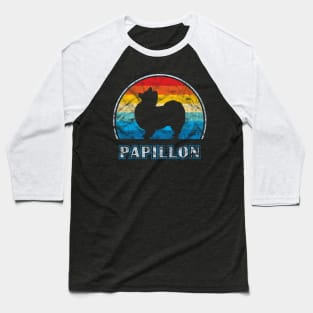 Papillon Vintage Design Dog Baseball T-Shirt